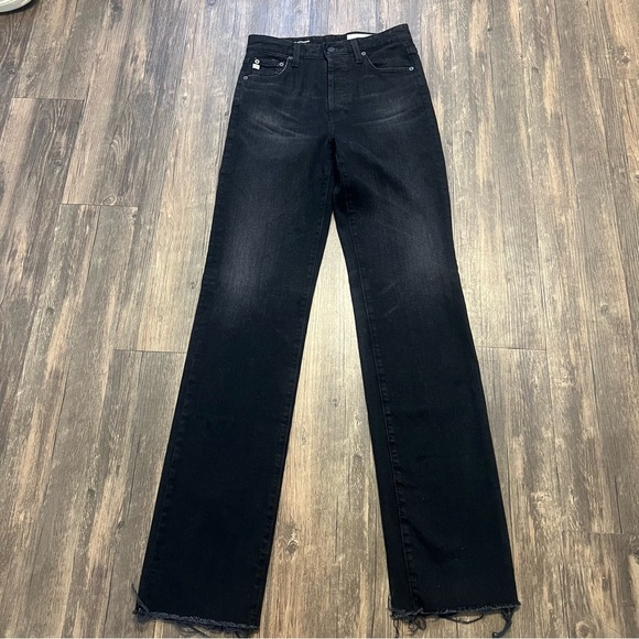 AG-ED ADRIANO GOLDSCHMIED Black Denim High Rise Vintage Straight Fit Jeans 27 R - Picture 3 of 15